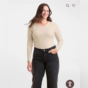 NUUDS | LARGE LONG SLEEVE CREWNECK BODYSUIT IN STONE